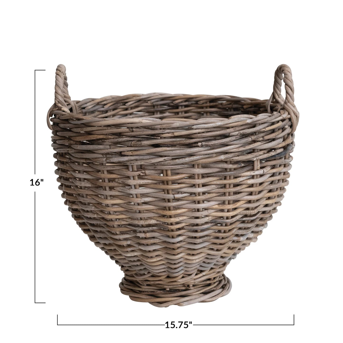 Hand-Woven Rattan Footed Basket